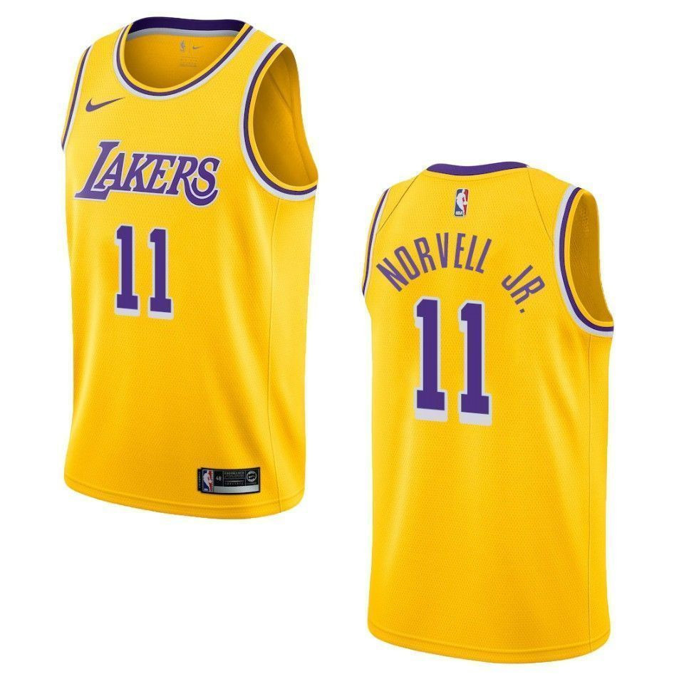 Men's Los Angeles Lakers 11 Zach Norvell Jr. Icon Swingman Basketball Jersey - Gold - JS781 