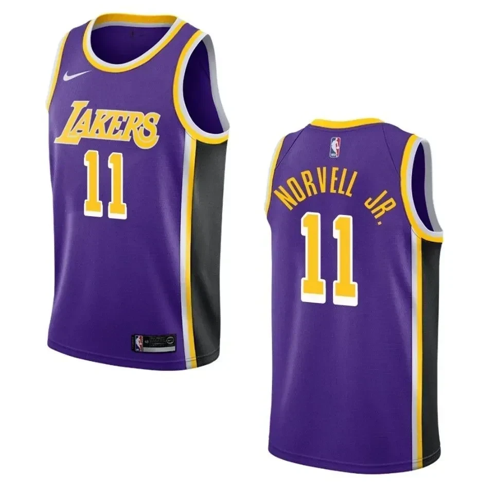 Men's Los Angeles Lakers 11 Zach Norvell Jr. Statement Swingman Basketball Jersey - Purple - JS616 