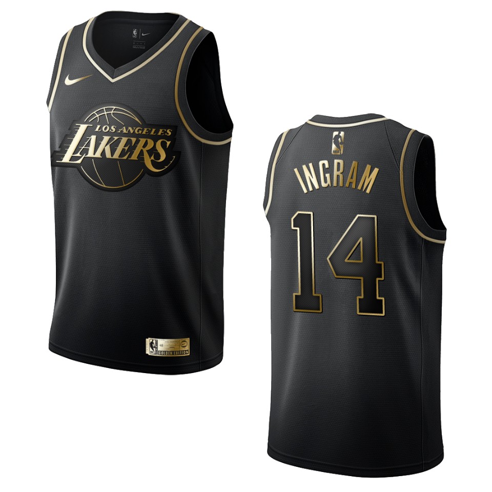 Men’s Los Angeles Lakers #14 Brandon Ingram Golden Edition Basketball Jersey – Black