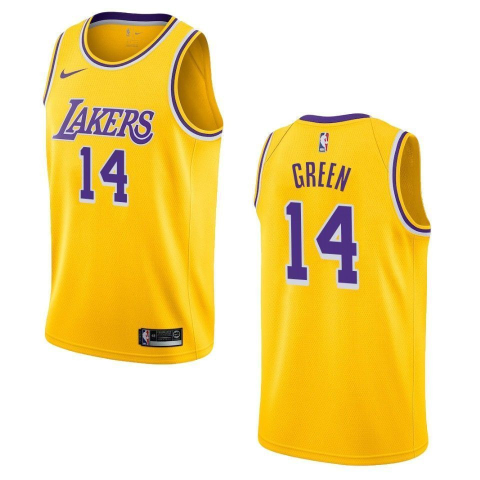 Men's Los Angeles Lakers 14 Danny Green Icon Swingman Basketball Jersey - Yellow - JS379 