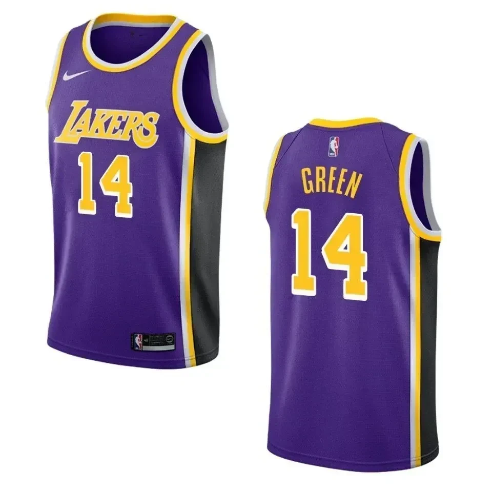 Men's Los Angeles Lakers 14 Danny Green Statement Swingman Basketball Jersey - Purple - JS469 