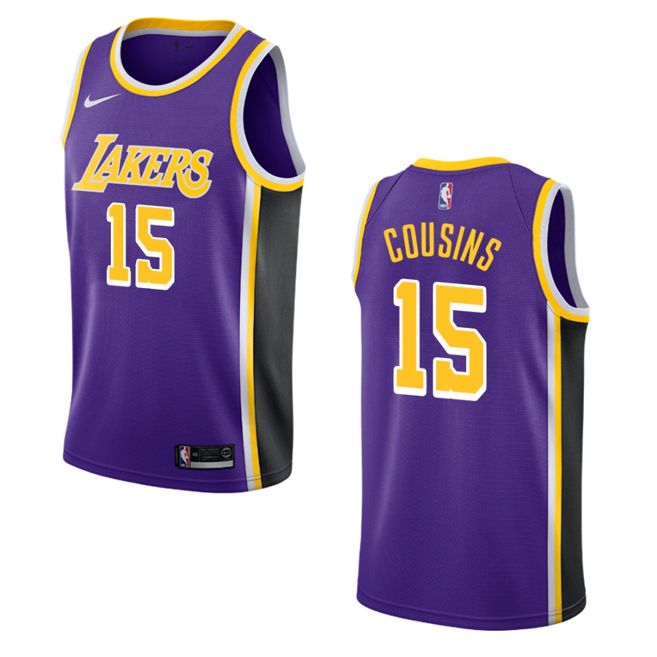 Men's Los Angeles Lakers #15 Demarcus Cousins Statement Swingman Basketball Jersey - Purple