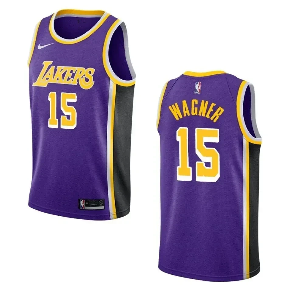 Men's Los Angeles Lakers 15 Moritz Wagner Statement Swingman Basketball Jersey - Purple - JS259 