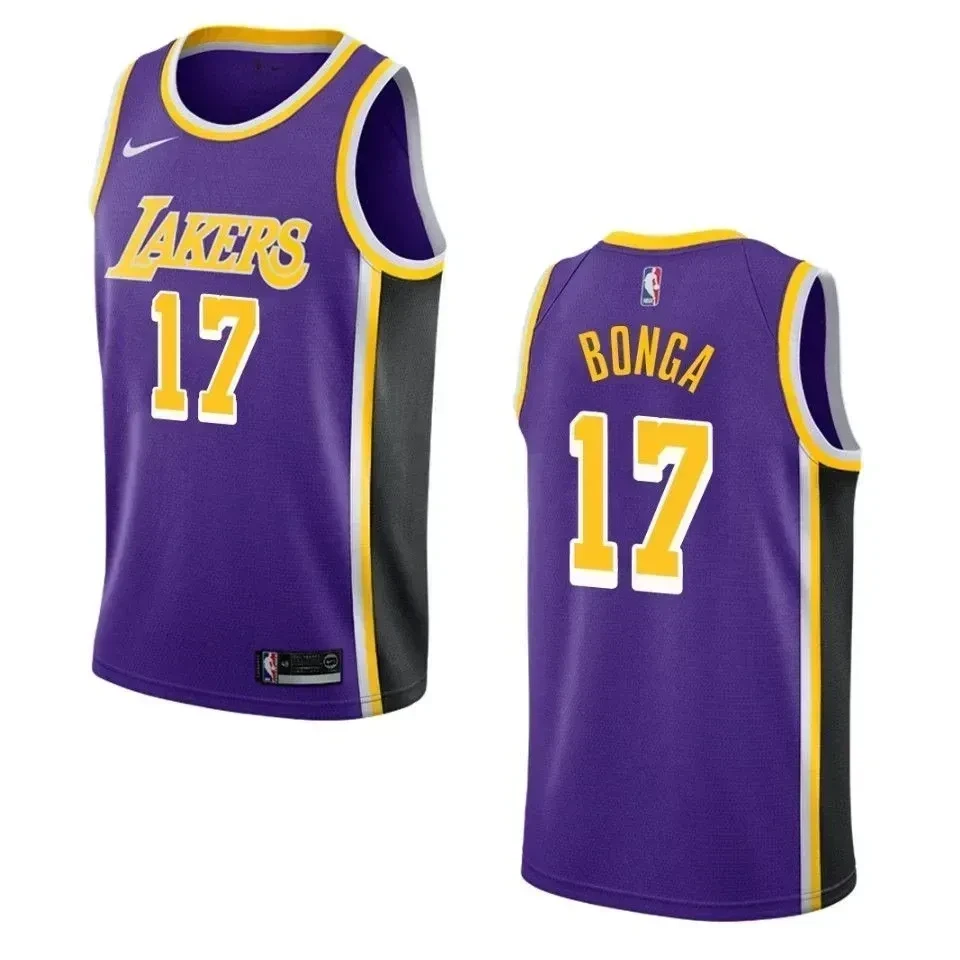 Men's Los Angeles Lakers 17 Isaac Bonga Statement Swingman Basketball Jersey - Purple - JS328 