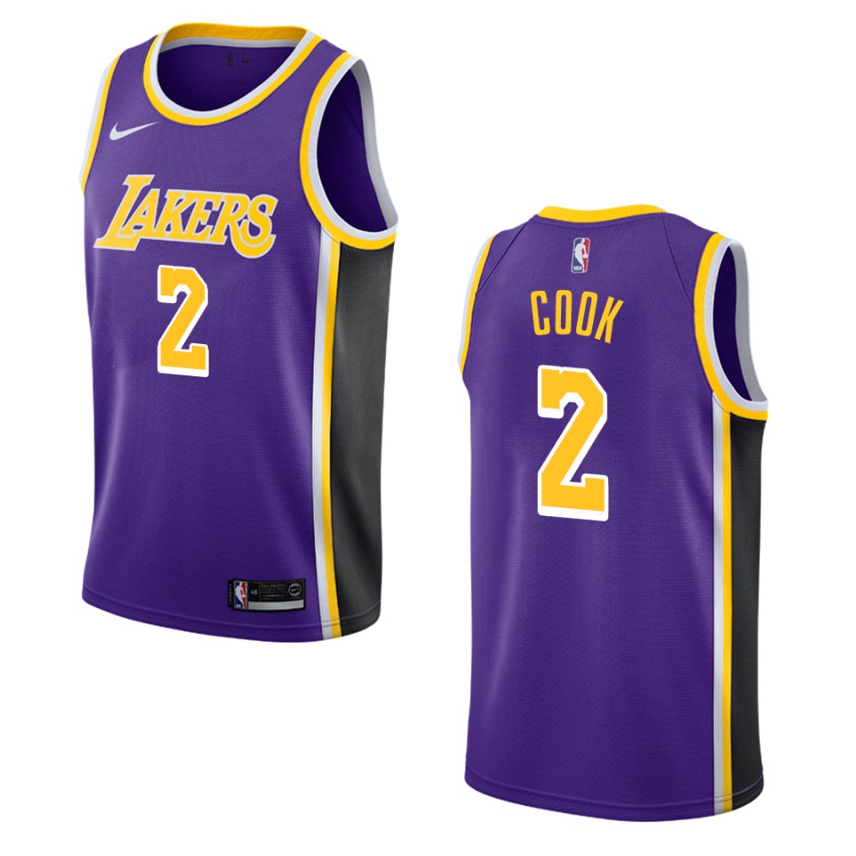 Men's Los Angeles Lakers #2 Quinn Cook Statement Swingman Basketball Jersey - Purple