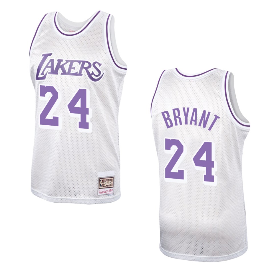 Men's Los Angeles Lakers #24 Kobe Bryant Hardwood Classics Swingman Basketball Jersey - Platinum