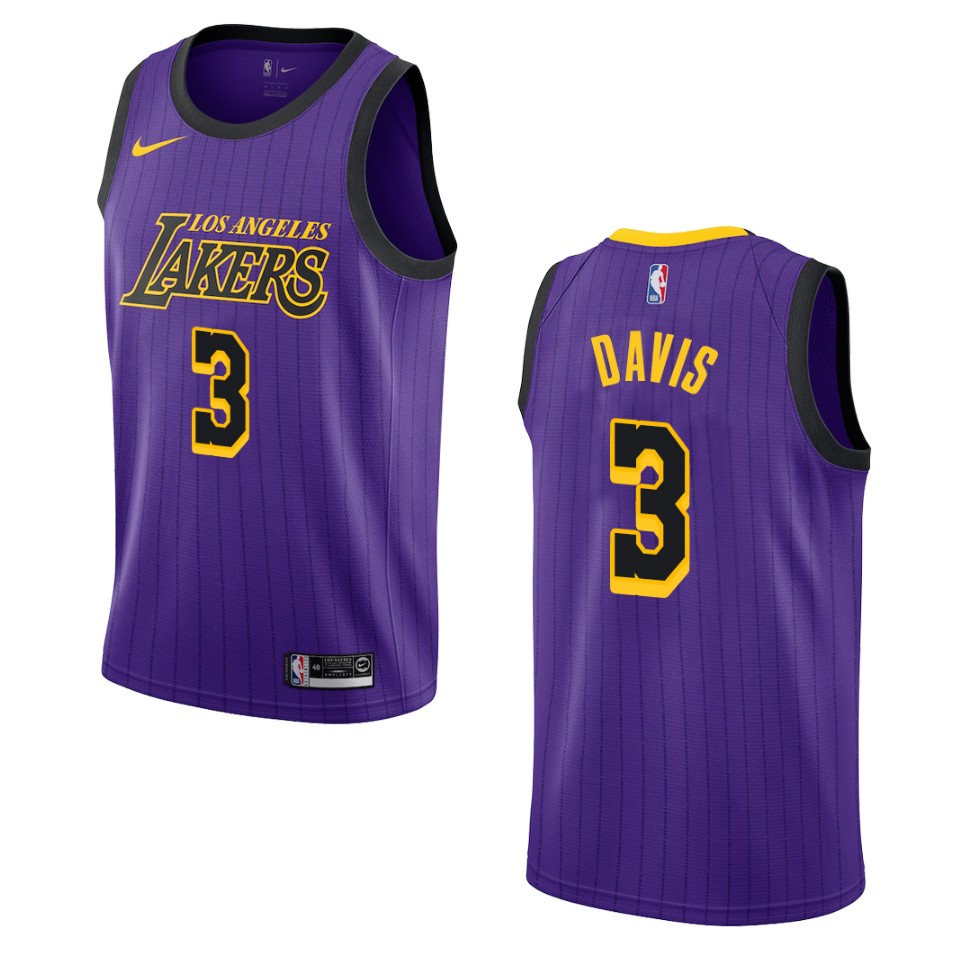 Men's Los Angeles Lakers #3 Anthony Davis City Swingman Basketball Jersey - Purple