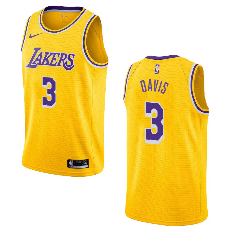 Men's Los Angeles Lakers #3 Anthony Davis Icon Swingman Basketball Jersey - Gold