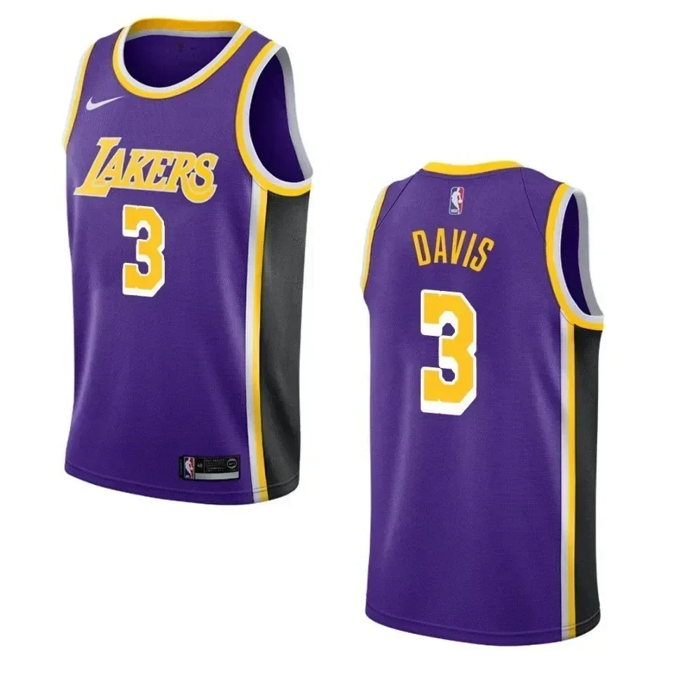 Men's Los Angeles Lakers 3 Anthony Davis Statement Swingman Basketball Jersey - Purple - JS334 