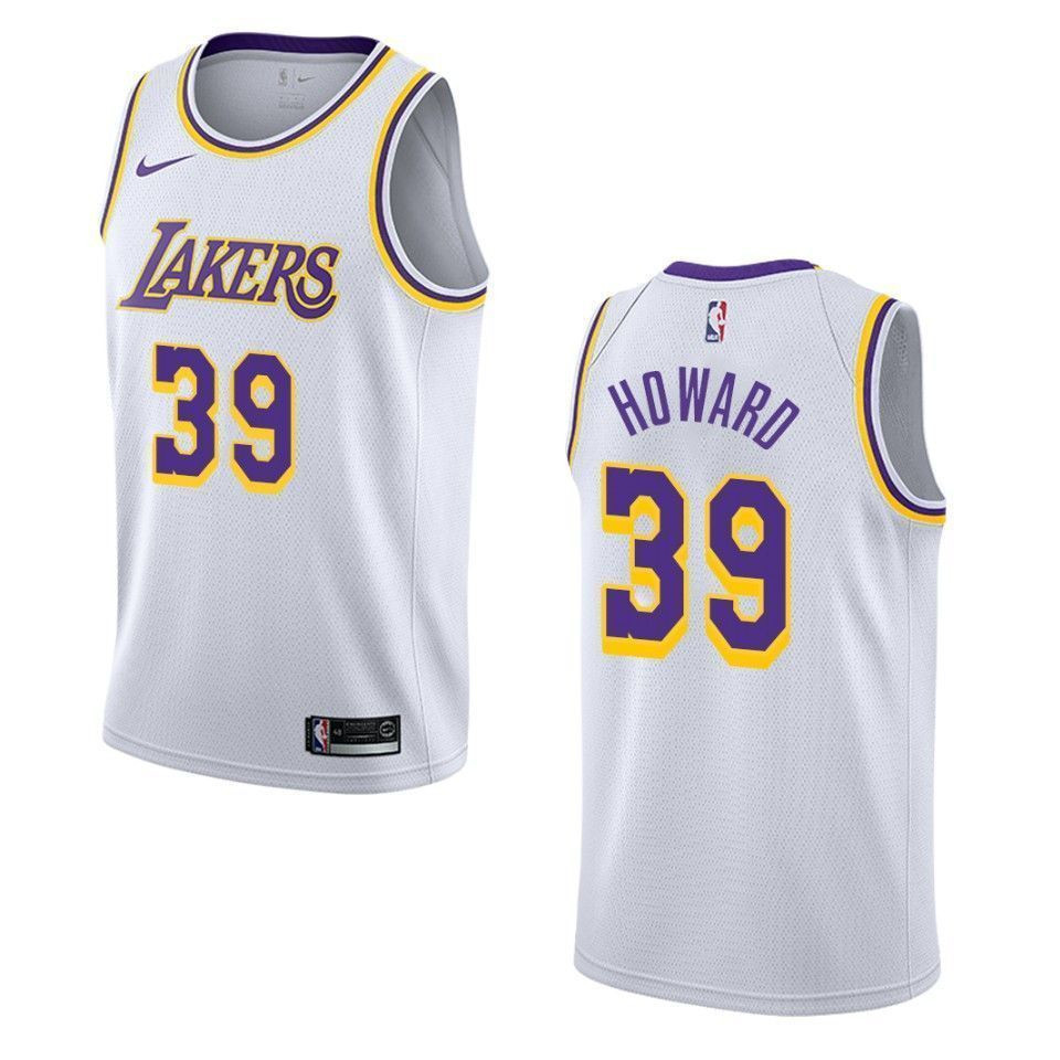Men's Los Angeles Lakers 39 Dwight Howard Association Swingman Basketball Jersey - White - JS985 