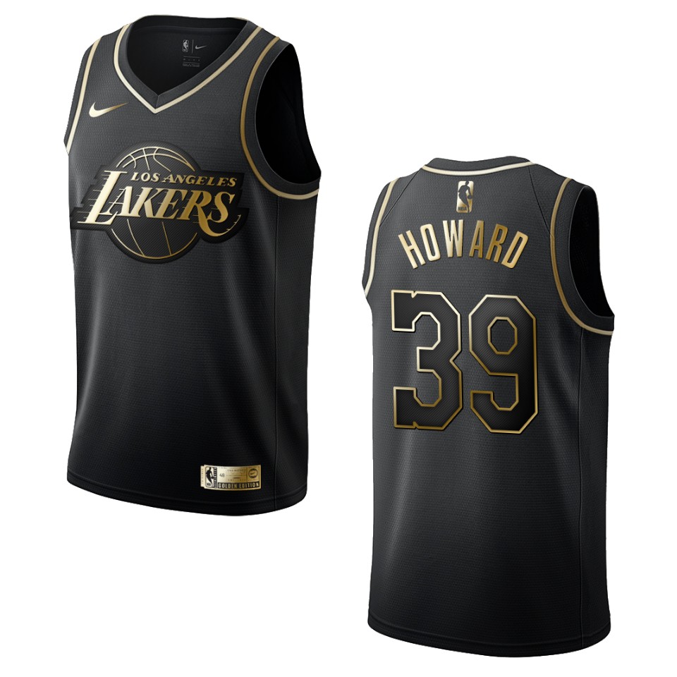 Men’s Los Angeles Lakers #39 Dwight Howard Golden Edition Basketball Jersey – Black