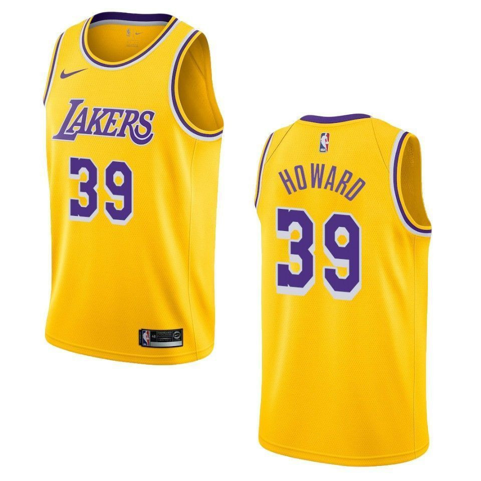 Men's Los Angeles Lakers 39 Dwight Howard Icon Swingman Basketball Jersey - Yellow - JS320 