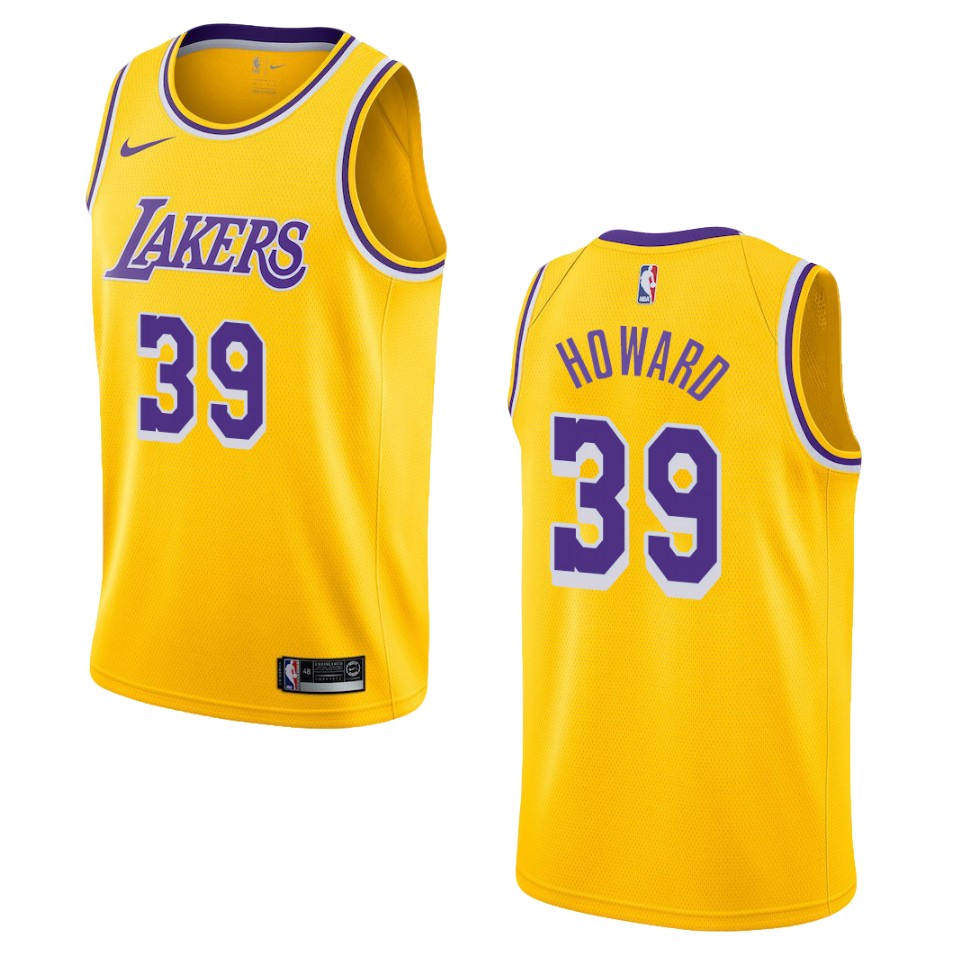 Men's Los Angeles Lakers #39 Dwight Howard Icon Swingman Basketball Jersey - Yellow