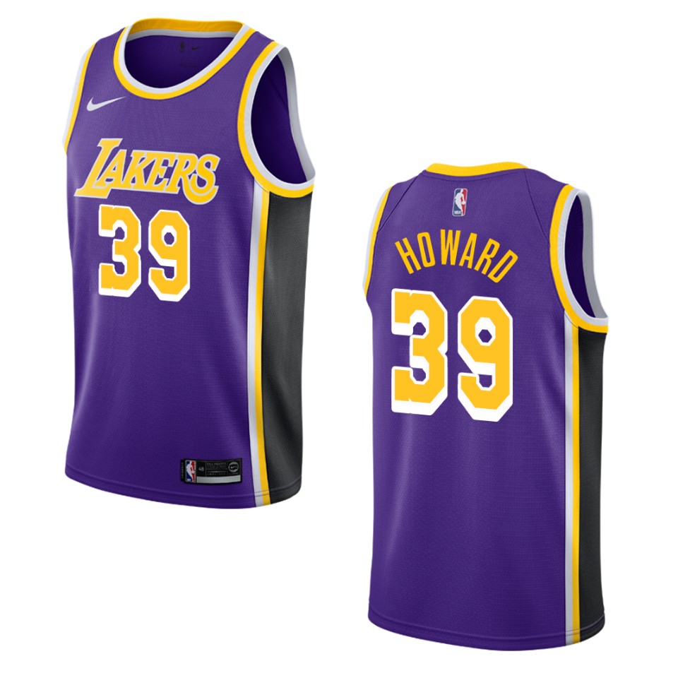 Men's Los Angeles Lakers #39 Dwight Howard Statement Swingman Basketball Jersey - Purple