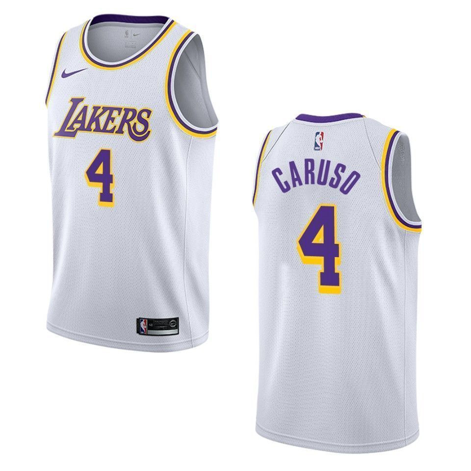 Men's Los Angeles Lakers 4 Alex Caruso Association Swingman Basketball Jersey - White - JS921 