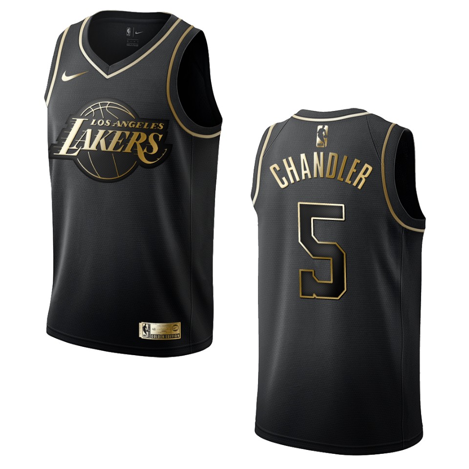 Men’s Los Angeles Lakers #5 Tyson Chandler Golden Edition Basketball Jersey – Black