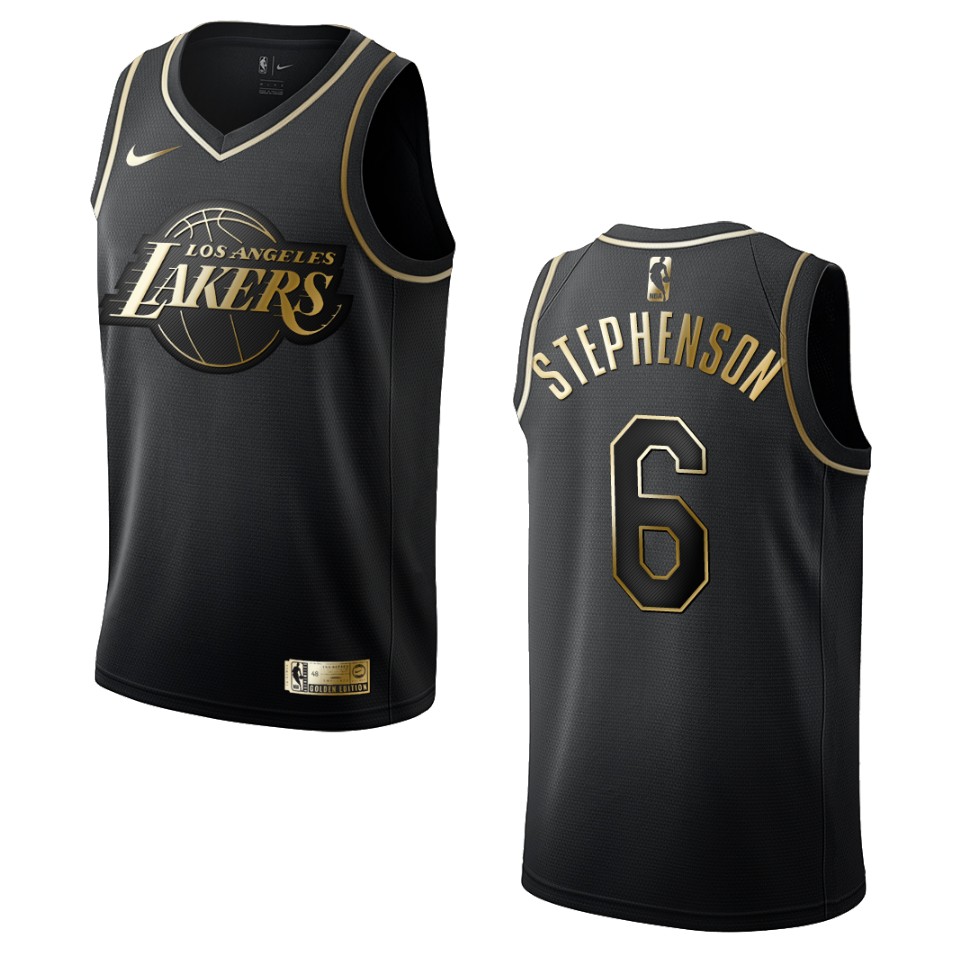 Men’s Los Angeles Lakers #6 Lance Stephenson Golden Edition Basketball Jersey – Black