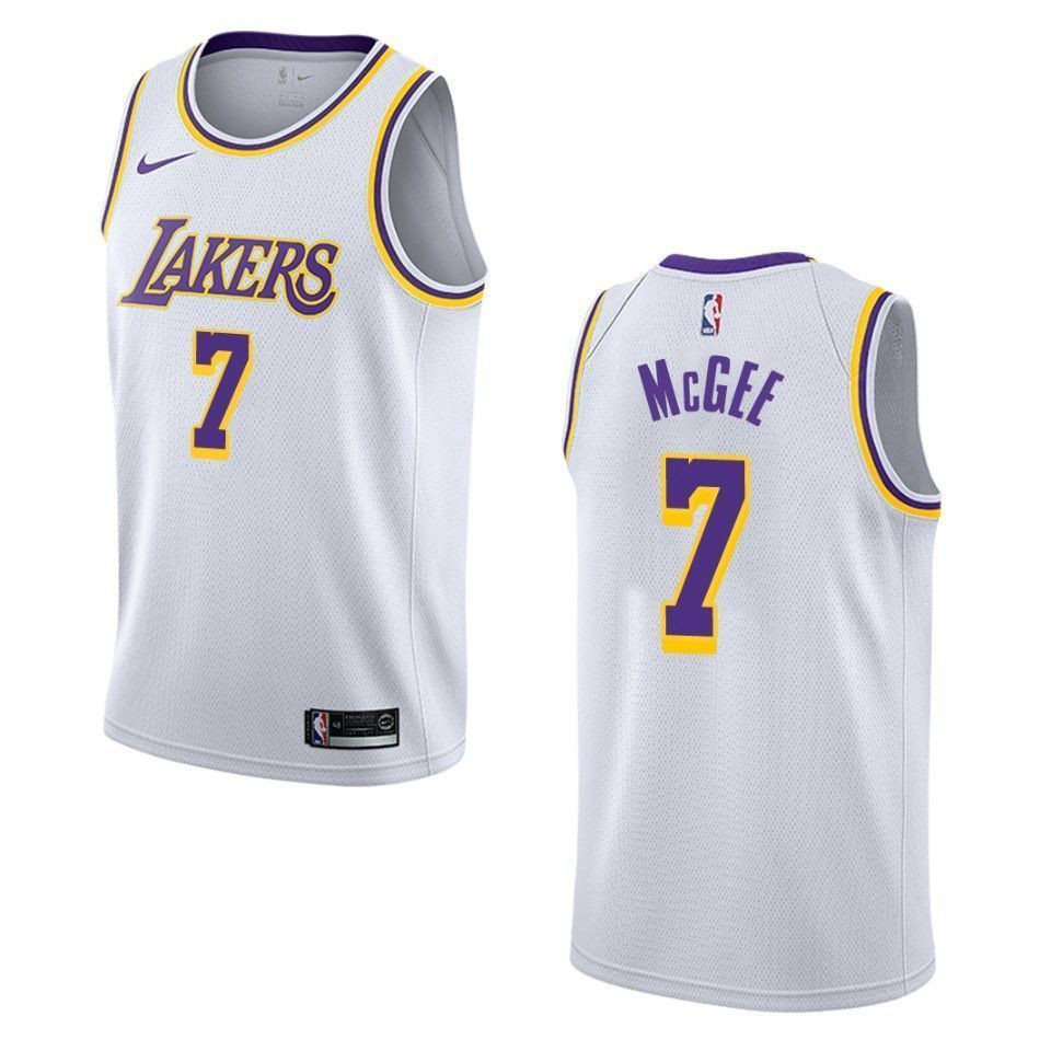 Men's Los Angeles Lakers 7 Javale Mcgee Association Swingman Basketball Jersey - White - JS191 