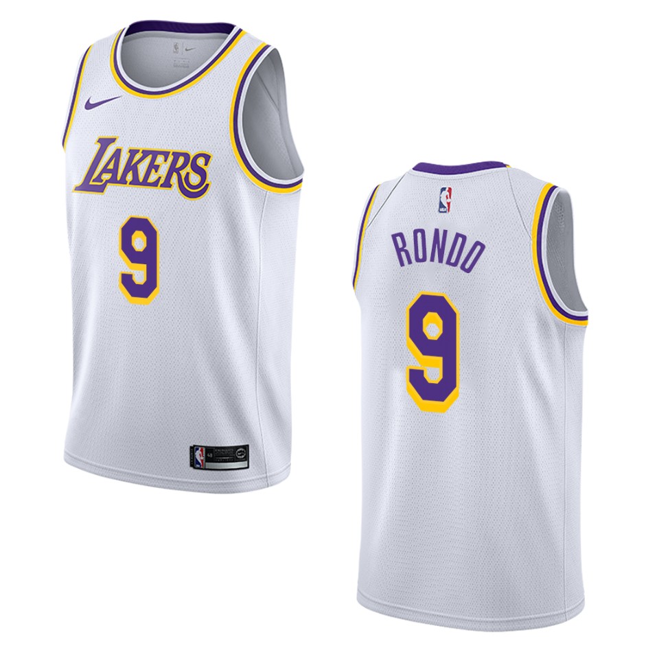 Men's Los Angeles Lakers #9 Rajon Rondo Association Swingman Basketball Jersey - White