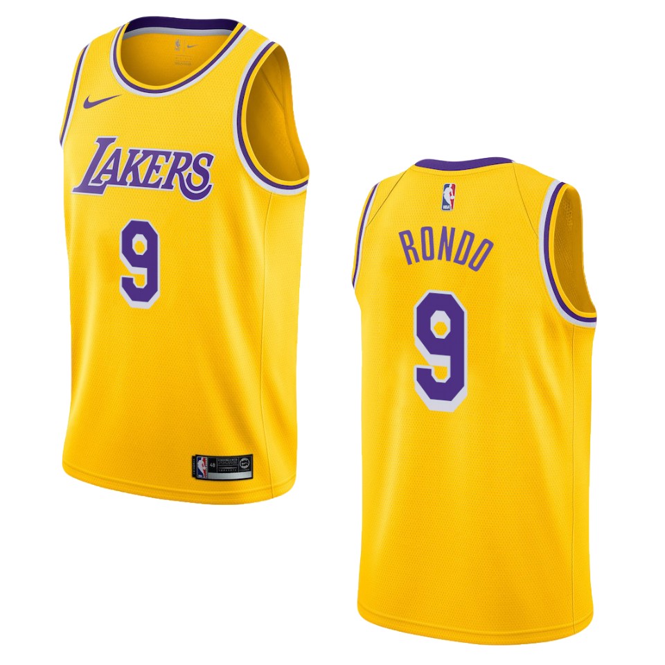 Men's Los Angeles Lakers #9 Rajon Rondo Icon Swingman Basketball Jersey - Gold