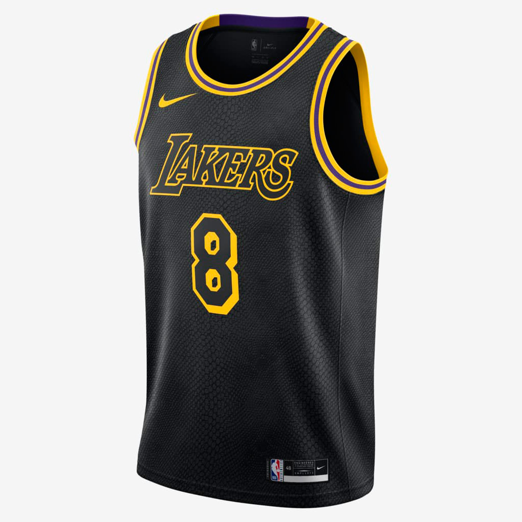 Alternative view of Men’s Los Angeles Lakers Black Front #8 Back #24 Kobe Bryant With Gigi Patch Stitched Basketball Jersey