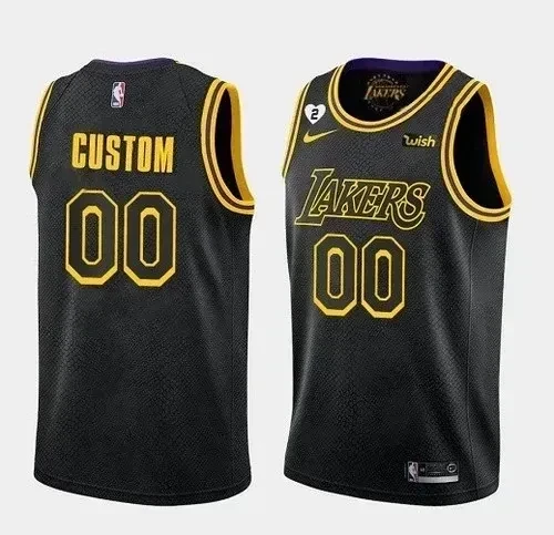 Men’s Los Angeles Lakers Basketball Jersey Black Custom With Gigi Patch Stitched Basketball Jersey - JS208 