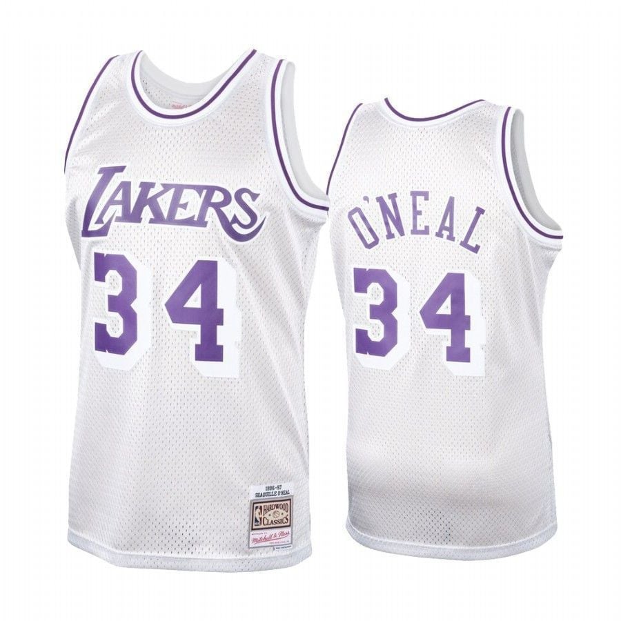 Men's Los Angeles Lakers Shaquille O'neal Hardwood Classics Platinum Basketball Jersey - JS368 