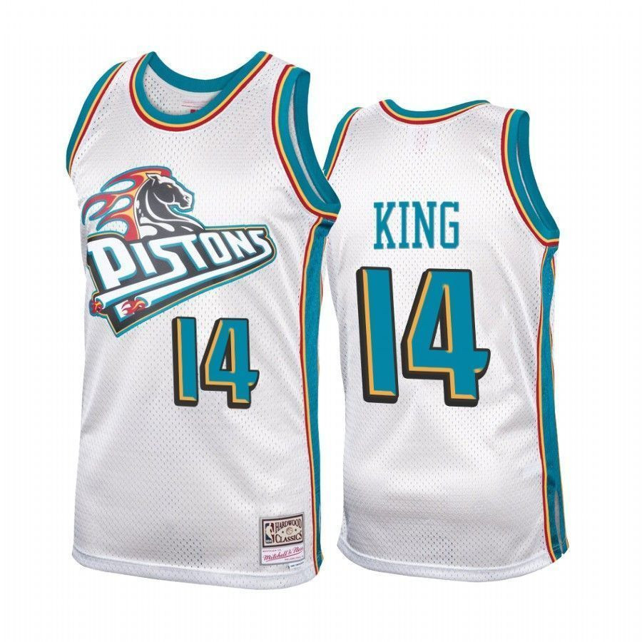 Men's Louis King 14 Detroit Pistons Platinum Hardwood Classics Basketball Jersey - JS567 