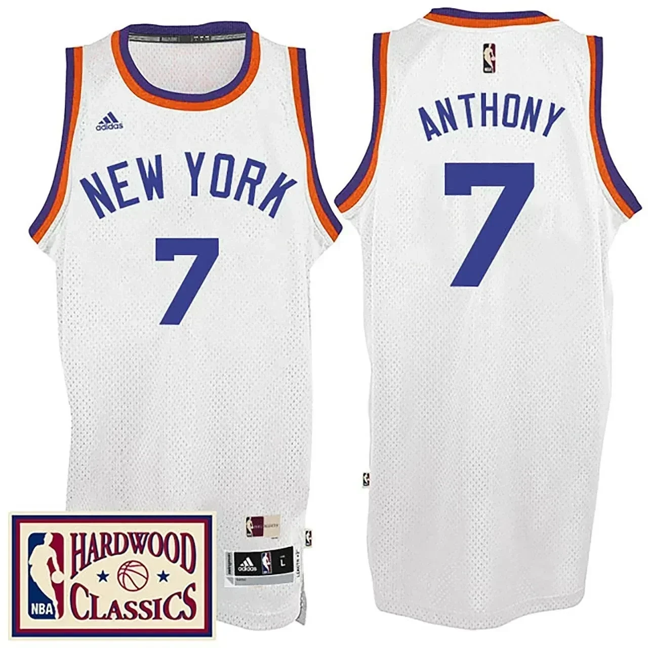 Men's Male 2016-17 Season New York Knicks 7 Hardwood Classics Throwback White Basketball Jersey Carmelo Anthony Basketball Jersey - JS960 