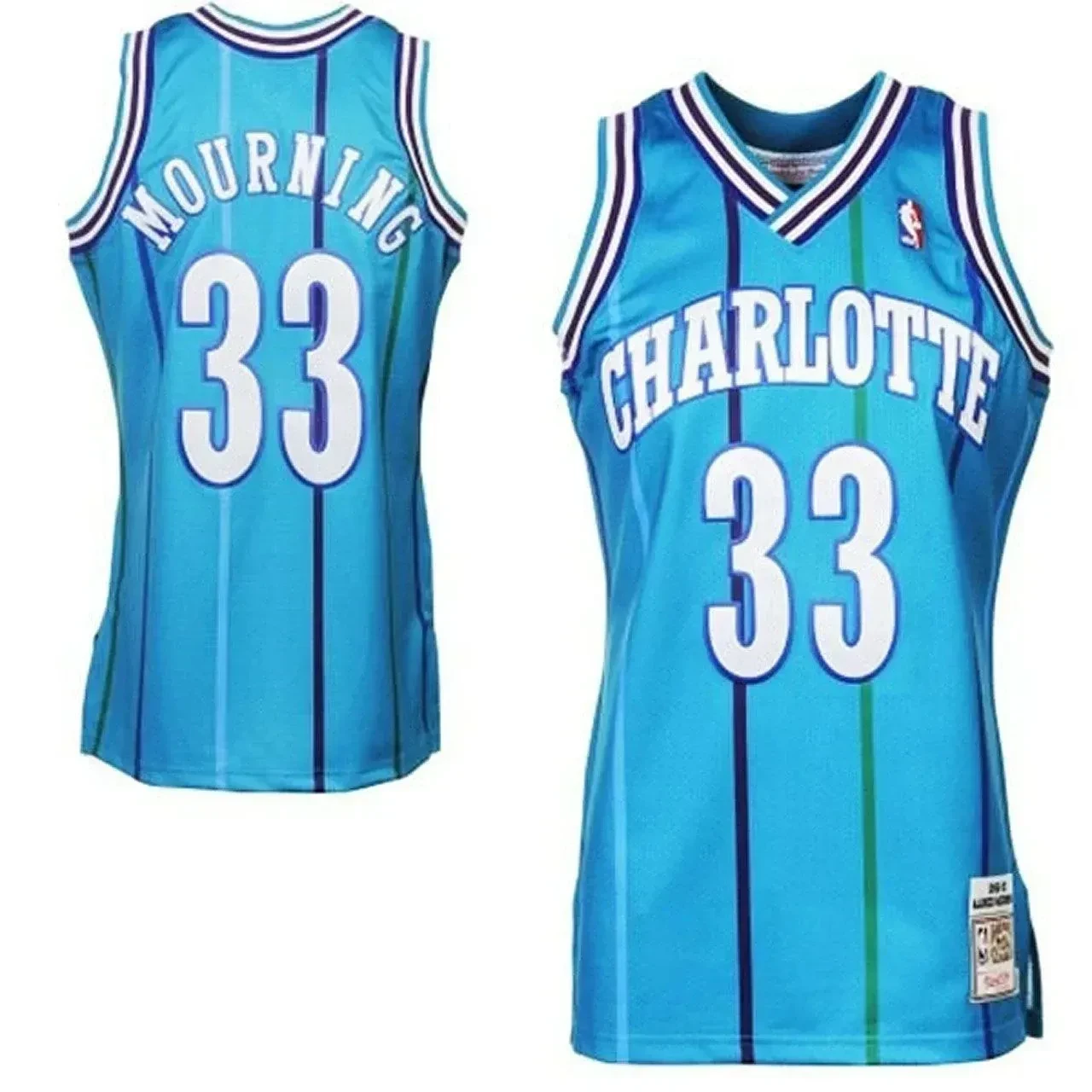 Men's Male Alonzo Mourning Charlotte Hornets 33 Hardwood Classics Basketball Jersey - JS806 