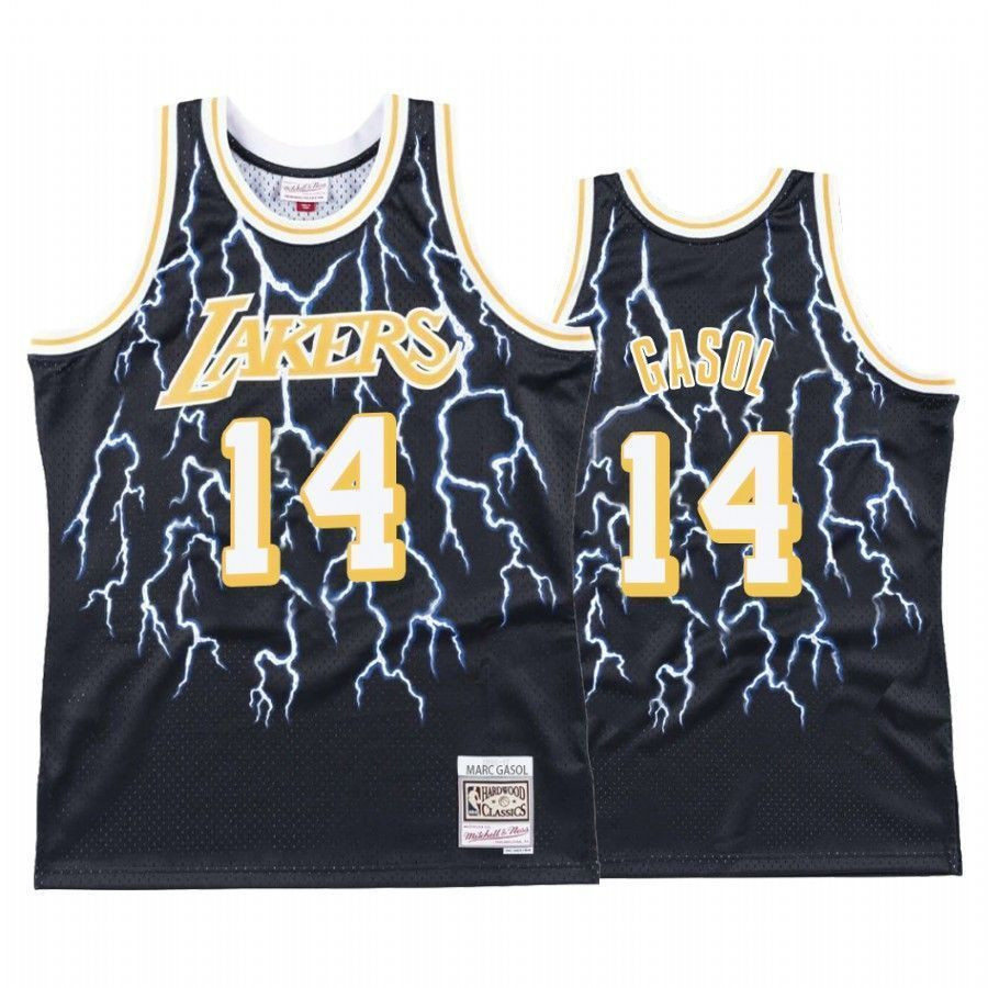 Men's Marc Gasol 14 Los Angeles Lakers Black Lightning Basketball Jersey - JS581 