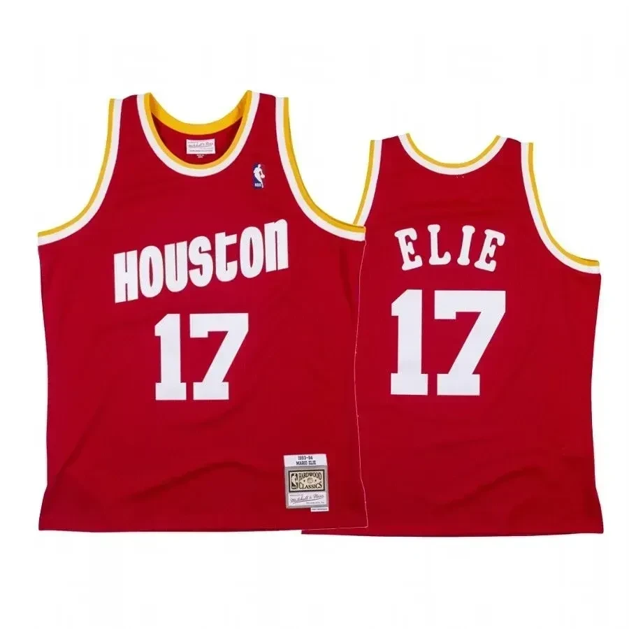Men's Mario Elie 17 Houston Rockets Red Hardwood Classics Basketball Jersey - JS168 