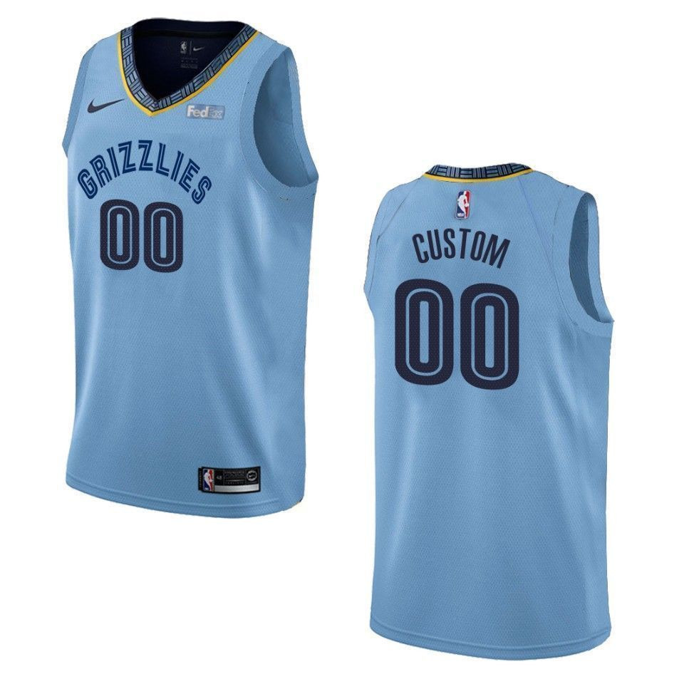 Men's Memphis Grizzlies 00 Custom Statement Swingman Basketball Jersey - Blue - JS507 
