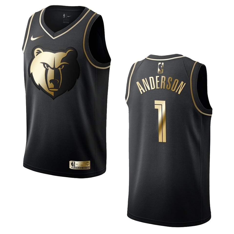 Men’s Memphis Grizzlies #1 Kyle Anderson Golden Edition Basketball Jersey – Black