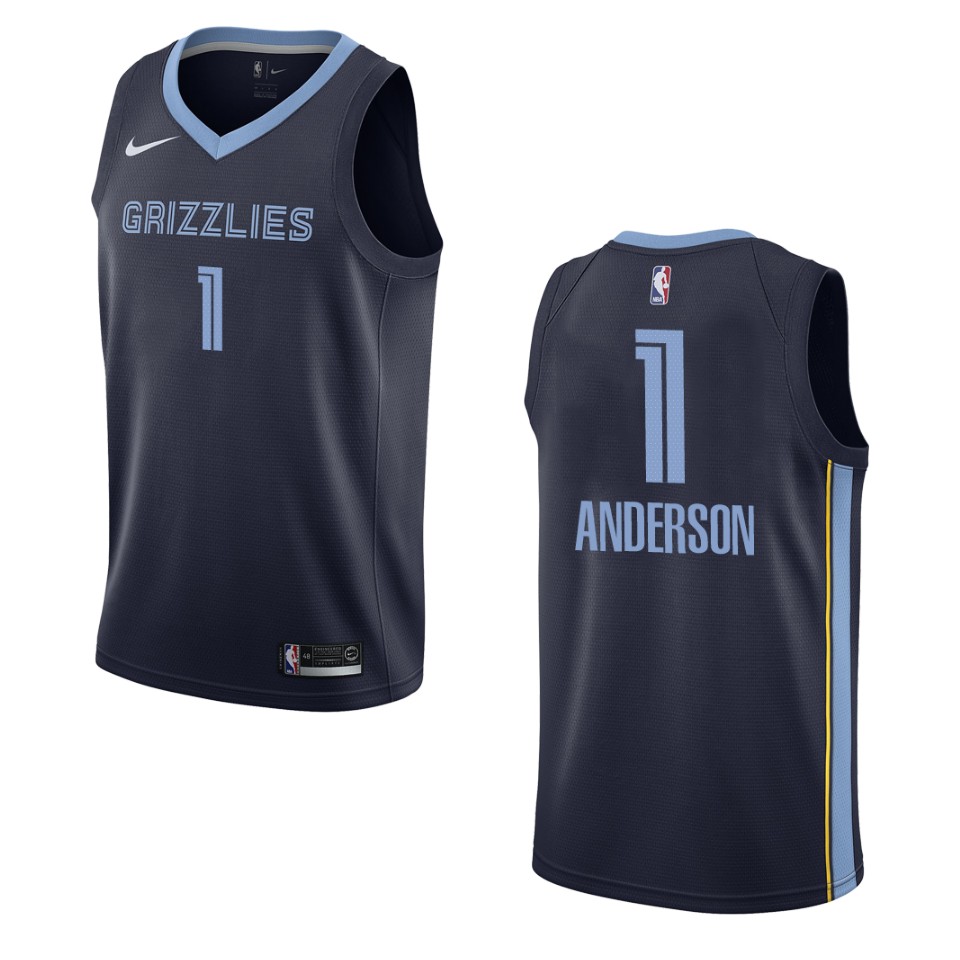Men's Memphis Grizzlies #1 Kyle Anderson Icon Edition Swingman Basketball Jersey - Navy