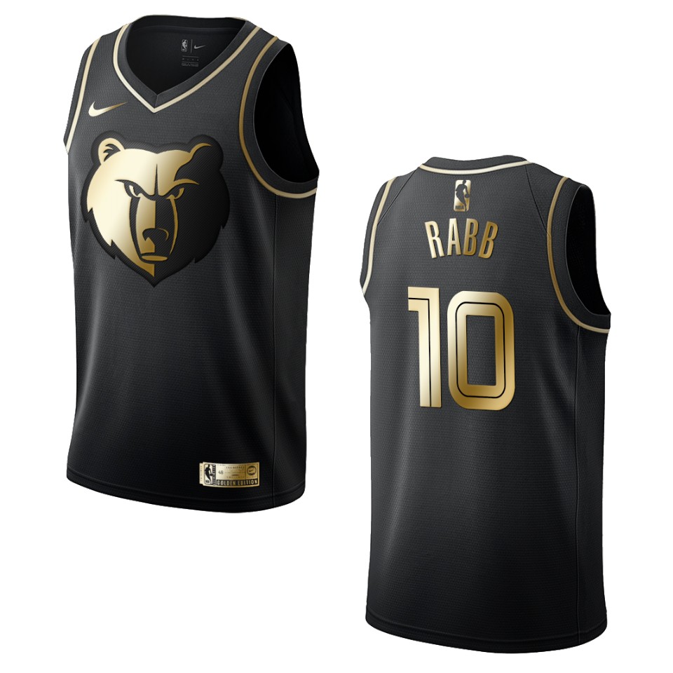 Men’s Memphis Grizzlies #10 Ivan Rabb Golden Edition Basketball Jersey – Black