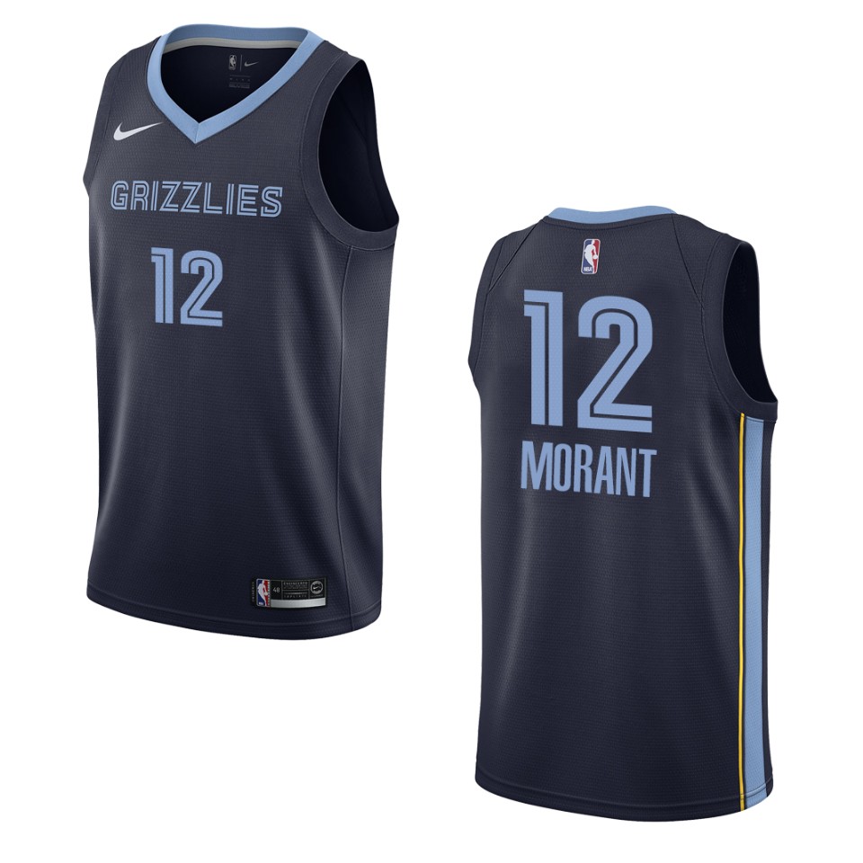 Men's Memphis Grizzlies #12 Ja Morant Icon Swingman Basketball Jersey - Navy