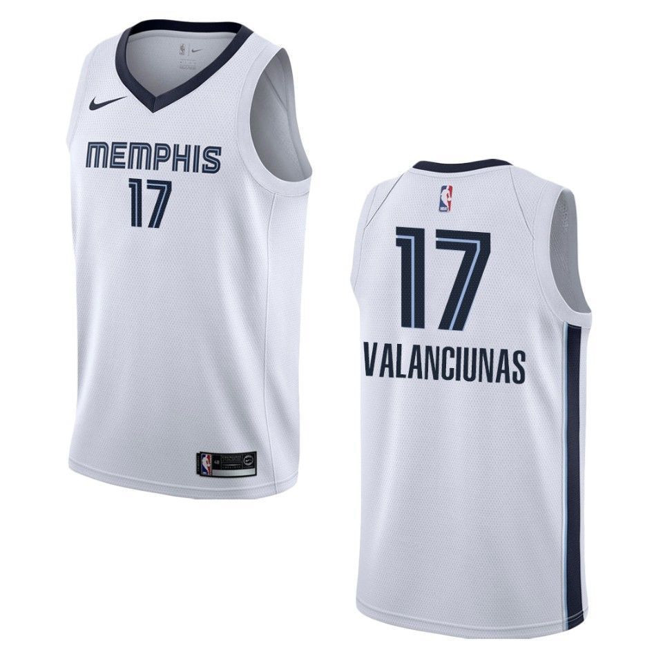Men's Memphis Grizzlies 17 Jonas Valanciunas Association Swingman Basketball Jersey - White - JS149 