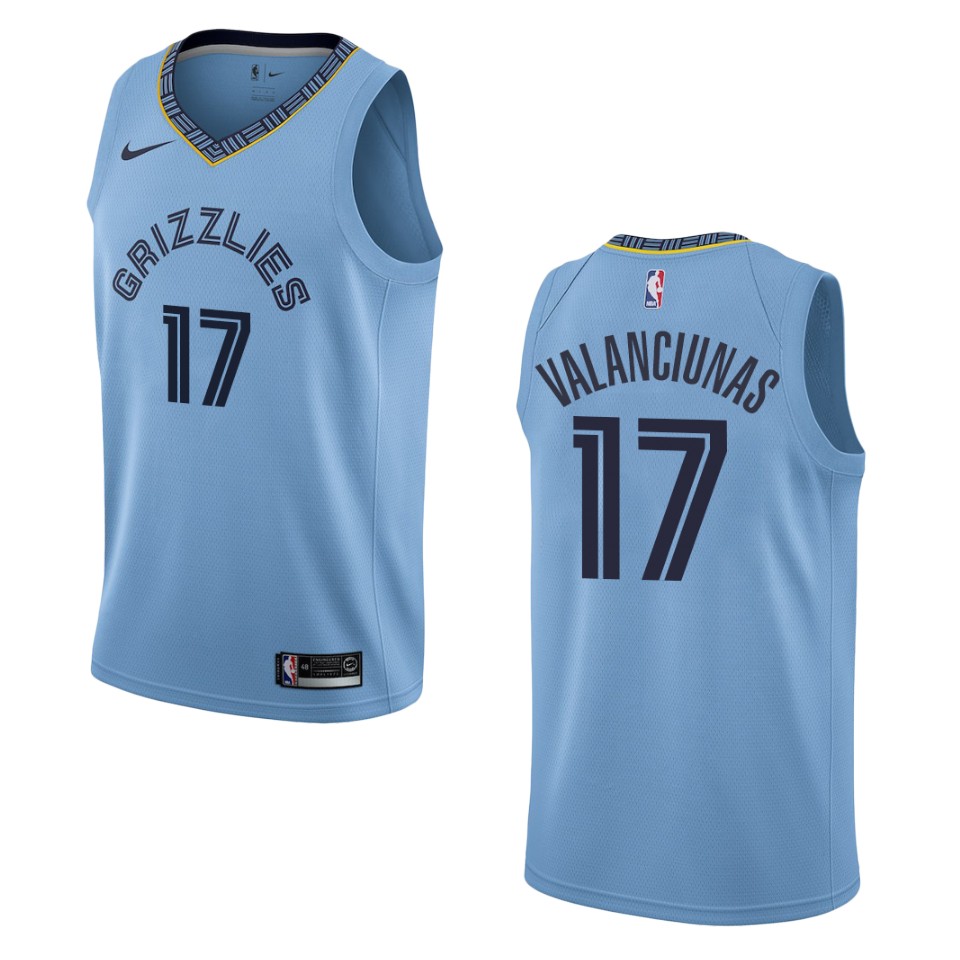 Men's Memphis Grizzlies #17 Jonas Valanciunas Statement Swingman Basketball Jersey - Blue