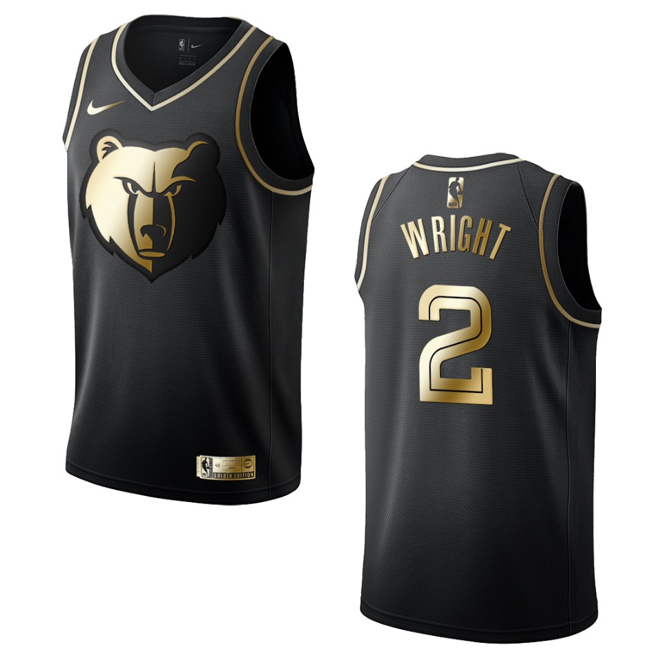 Men’s Memphis Grizzlies #2 Delon Wright Golden Edition Basketball Jersey – Black