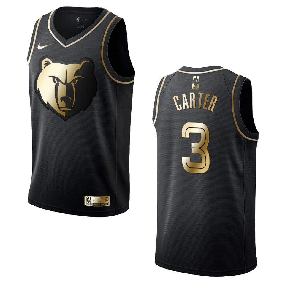 Men’s Memphis Grizzlies #3 Jevon Carter Golden Edition Basketball Jersey – Black