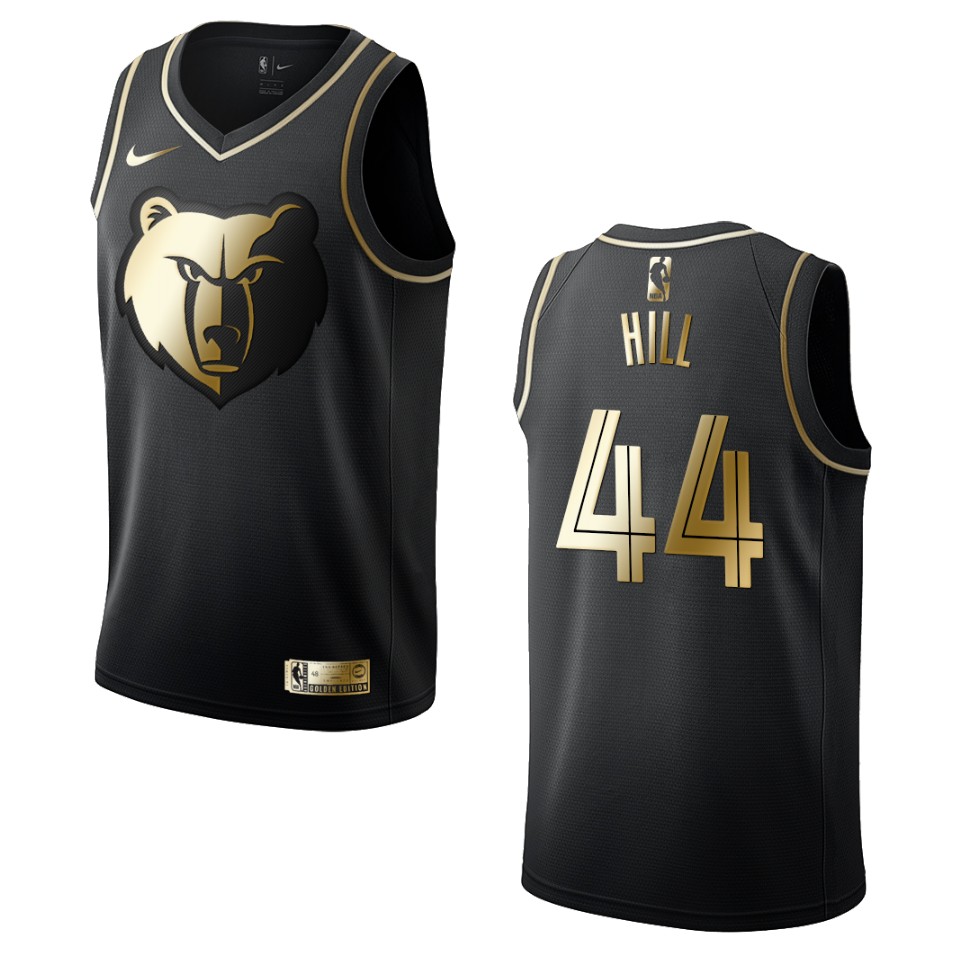 Men’s Memphis Grizzlies #44 Solomon Hill Golden Edition Basketball Jersey – Black