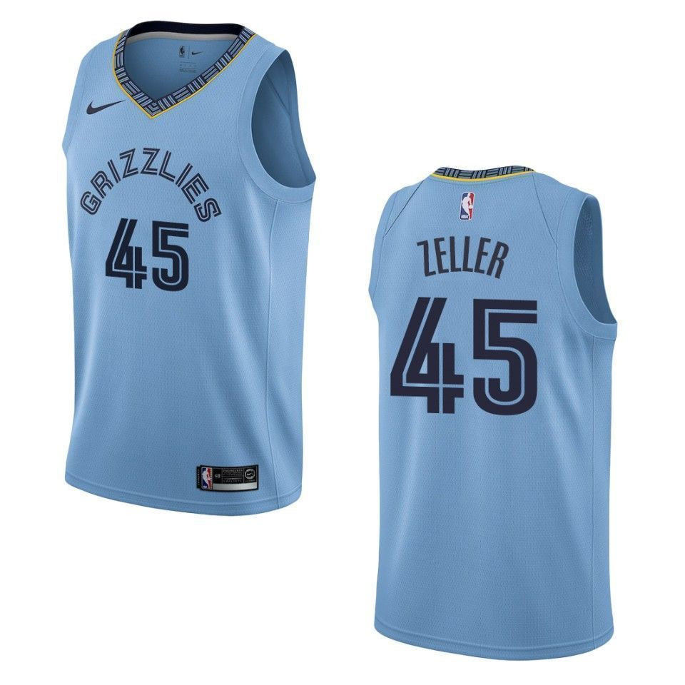 Men's Memphis Grizzlies 45 Tyler Zeller Statement Swingman Basketball Jersey - Blue - JS899 