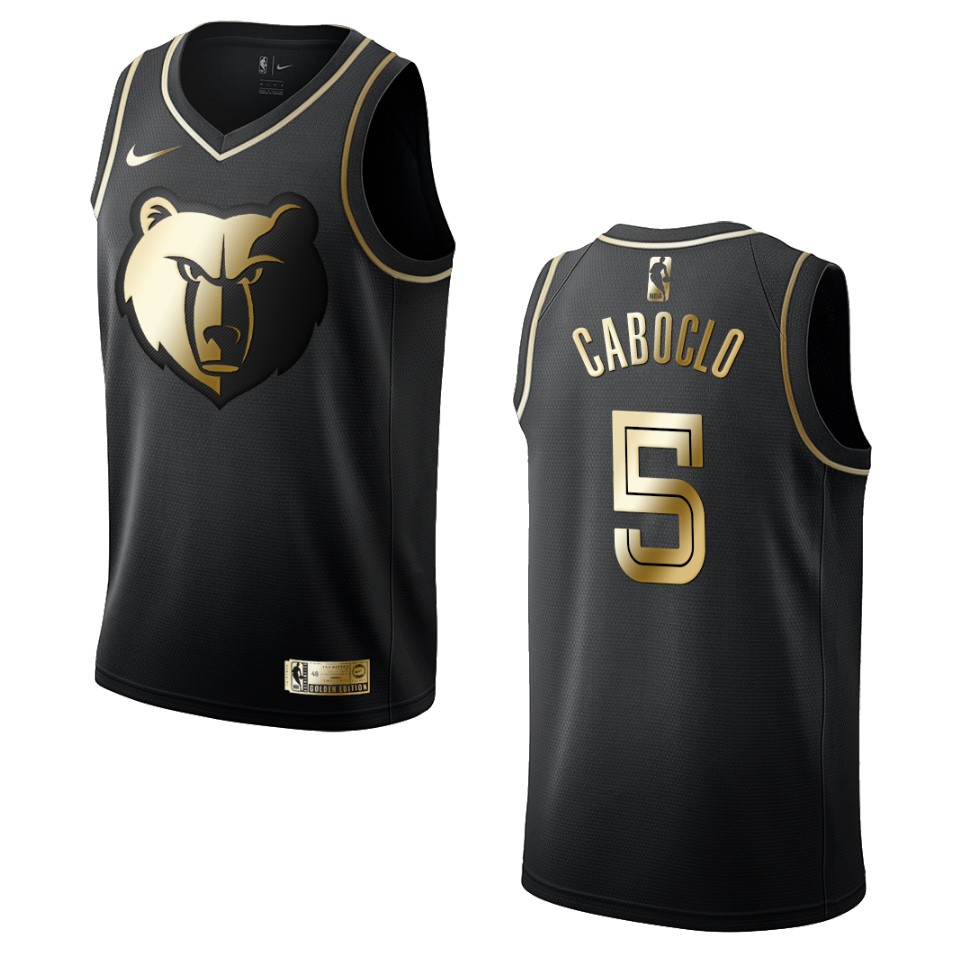 Men’s Memphis Grizzlies #5 Bruno Caboclo Golden Edition Basketball Jersey – Black