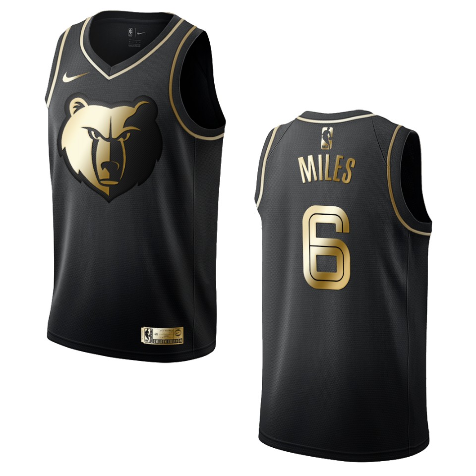Men’s Memphis Grizzlies #6 C.j. Miles Golden Edition Basketball Jersey – Black