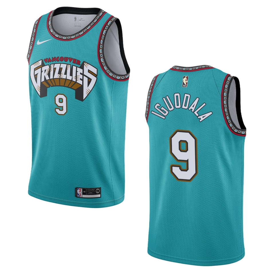 Men's Memphis Grizzlies #9 Andre Iguodala Hardwood Classics Swingman Basketball Jersey - Teal