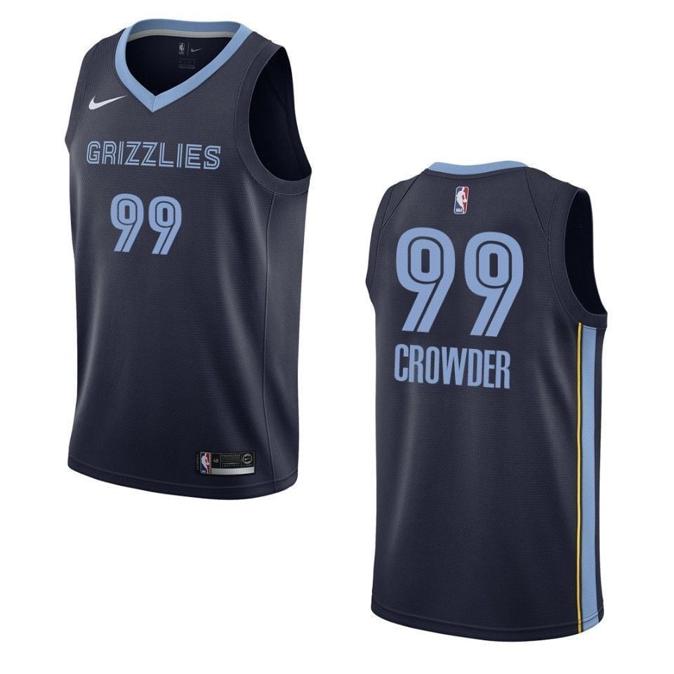 Men's Memphis Grizzlies 99 Jae Crowder Icon Swingman Basketball Jersey - Navy - JS427 