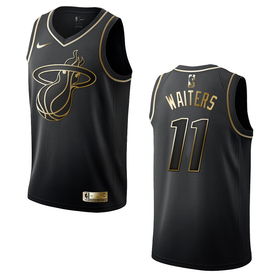Men’s Miami Heat #11 Dion Waiters Golden Edition Basketball Jersey – Black