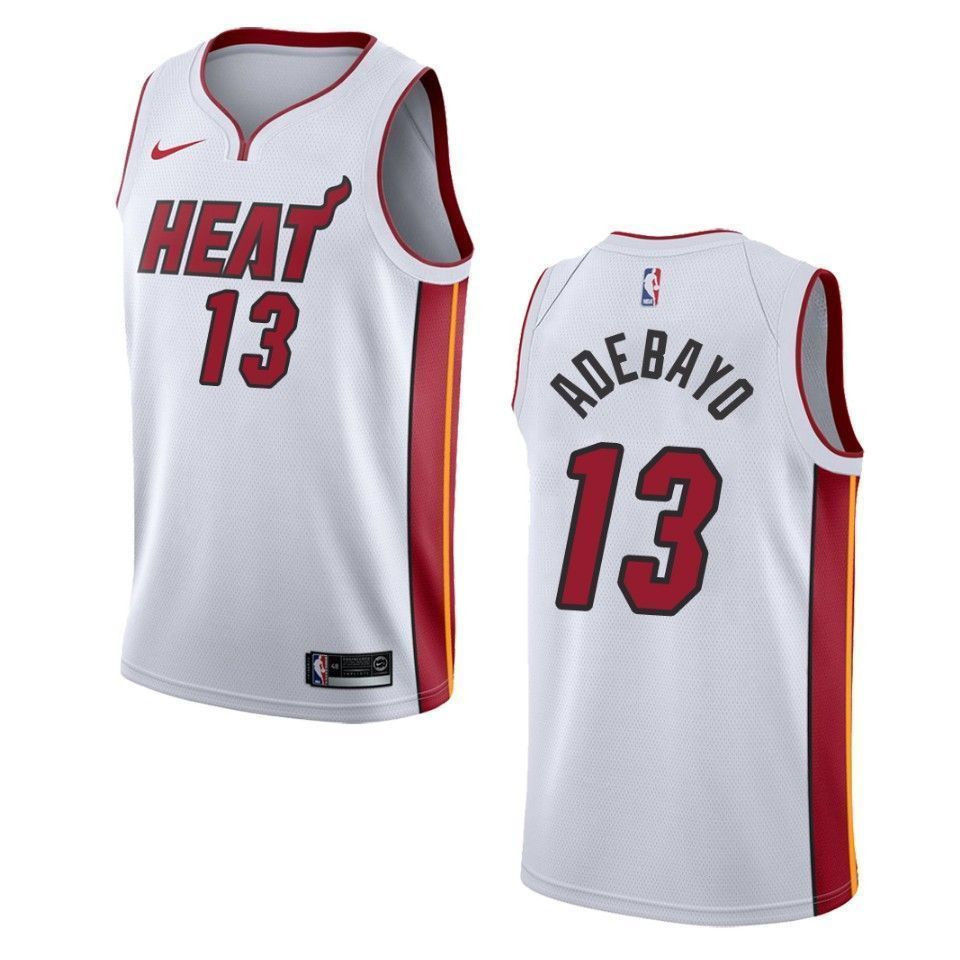 Men's Miami Heat 13 Bam Adebayo Association Swingman Basketball Jersey - White - JS577 