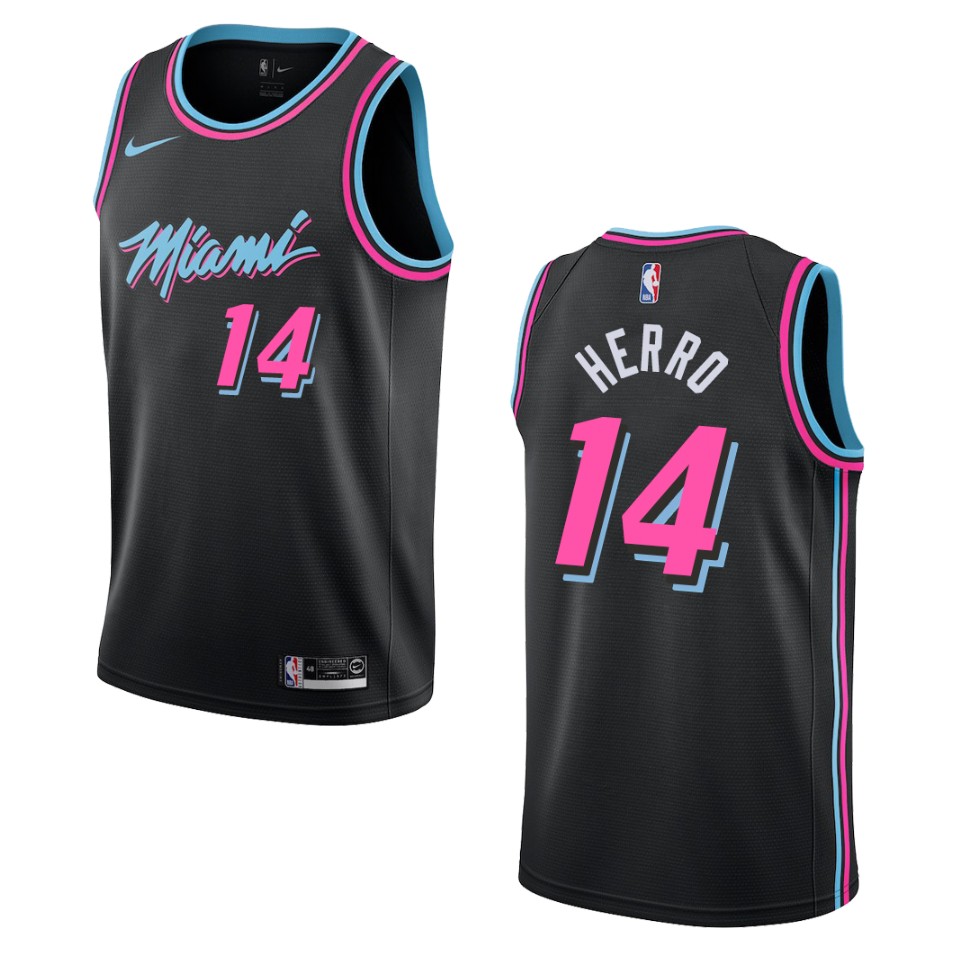 Men's Miami Heat #14 Tyler Herro City Swingman Basketball Jersey - Black